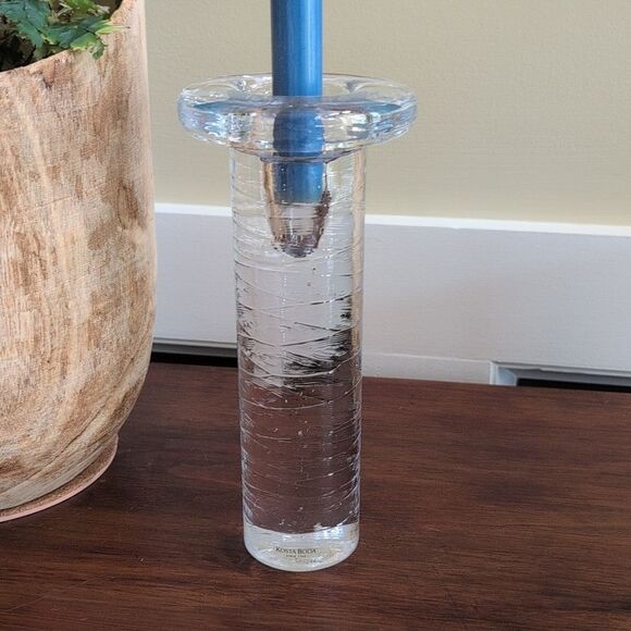 Kosta Boda Textured Crystal Glass Candleholder Modern Sweden Design - Picture 9 of 10